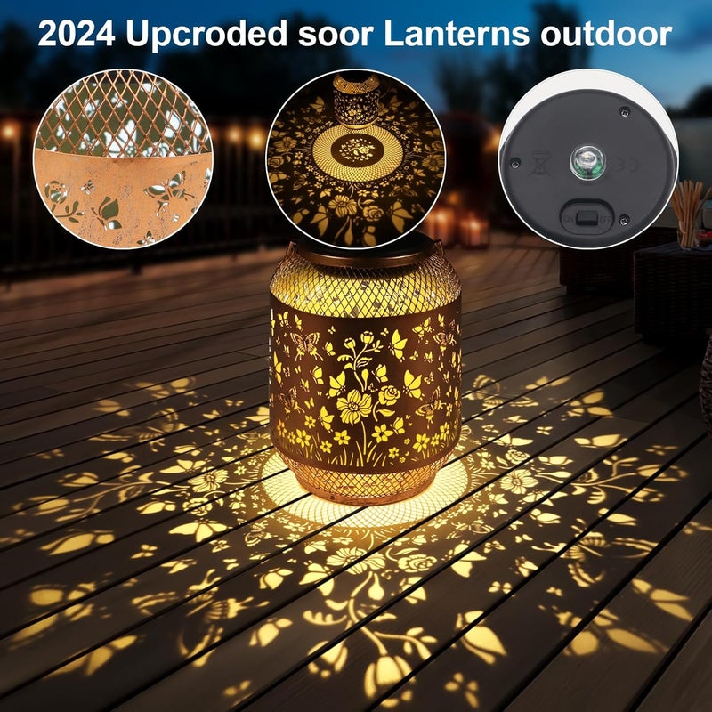 Doogarden Butterfly Solar Lanterns Outdoor, Birthdays Gifts for Women Mom Grandma, Metal Waterproof Hanging Hollow Out Garden Decorative Solar LED Light for Yard, Patio, Lawn, Porch, Backyard - Image 3